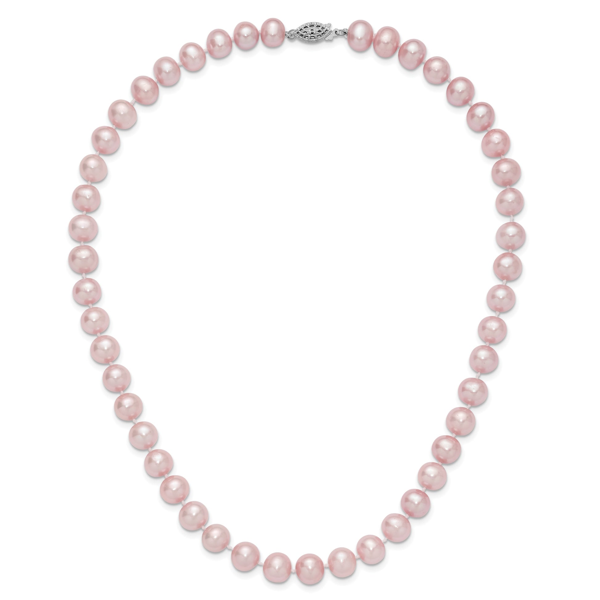 Sterling Silver Rhodium-plated 9-10mm Purple Near-Round Freshwater Cultured Pearl 18 inch Necklace