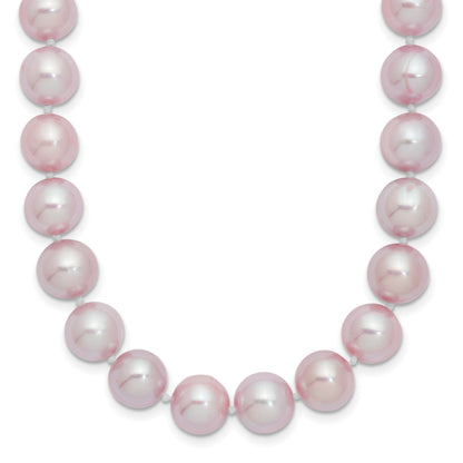 Sterling Silver Rhodium-plated 9-10mm Purple Near-Round Freshwater Cultured Pearl 16 inch Necklace