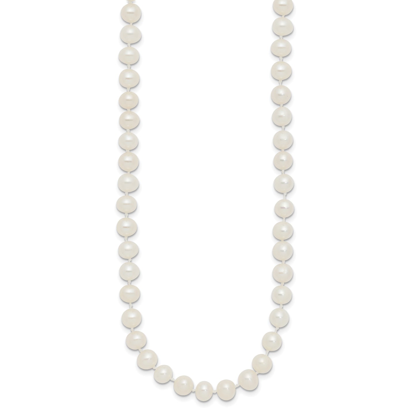 Sterling Silver Rhodium-plated 5-6mm White Near-Round Freshwater Cultured Pearl 16 inch Necklace