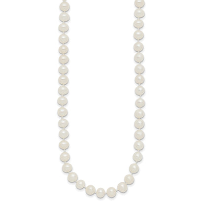 Sterling Silver Rhodium-plated 5-6mm White Near-Round Freshwater Cultured Pearl 16 inch Necklace