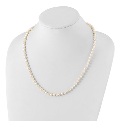 Sterling Silver Rhodium-plated 5-6mm White Near-Round Freshwater Cultured Pearl 20 inch Necklace
