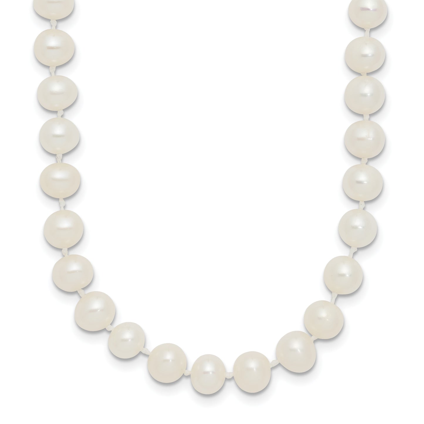 Sterling Silver Rhodium-plated 5-6mm White Near-Round Freshwater Cultured Pearl 16 inch Necklace