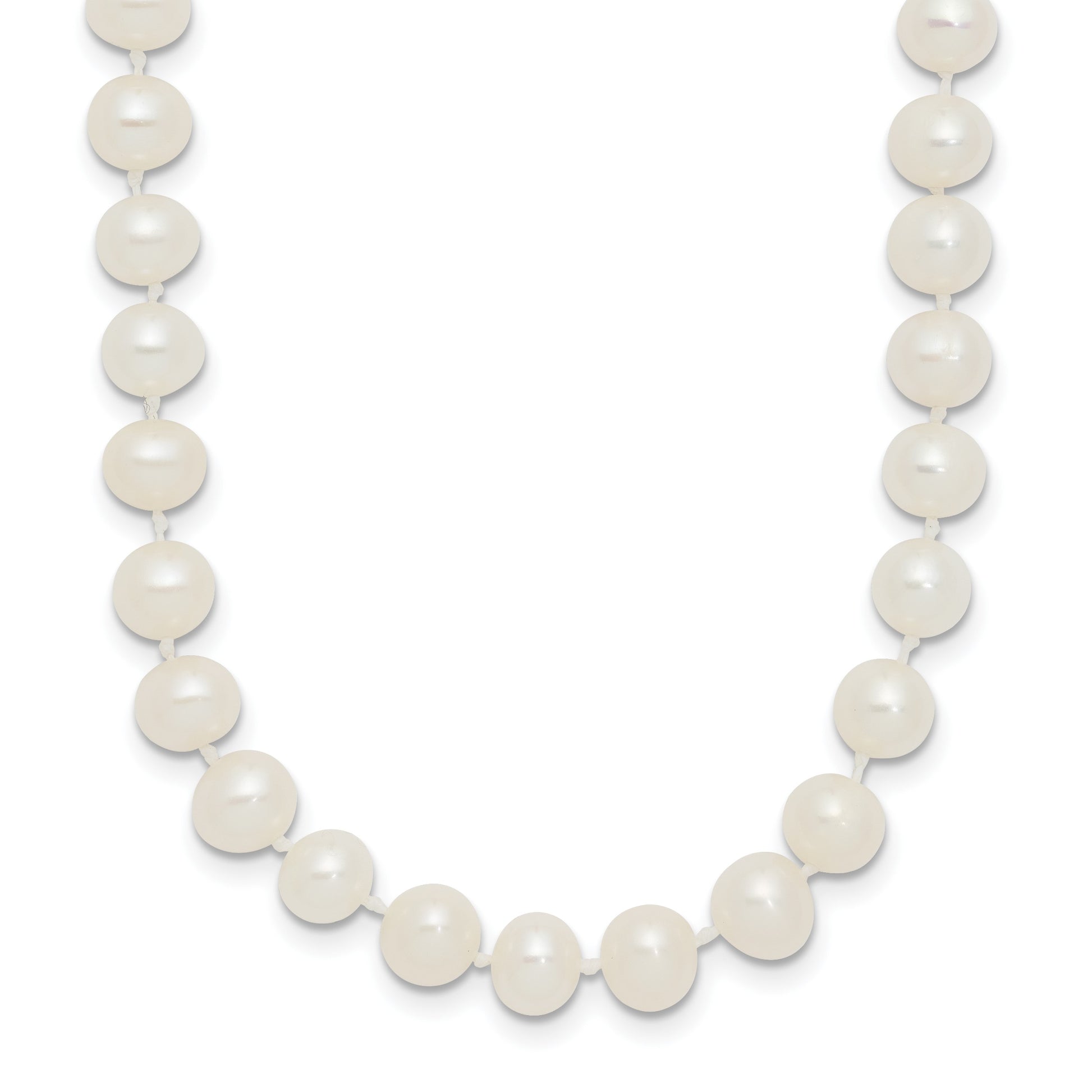Sterling Silver Rhodium-plated 5-6mm White Near-Round Freshwater Cultured Pearl 16 inch Necklace