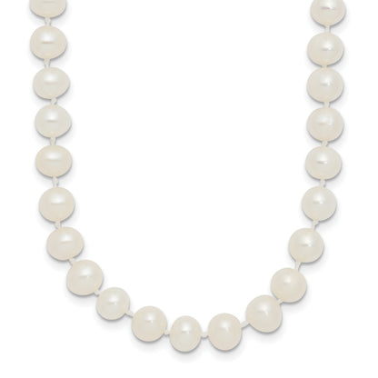 Sterling Silver Rhodium-plated 5-6mm White Near-Round Freshwater Cultured Pearl 16 inch Necklace