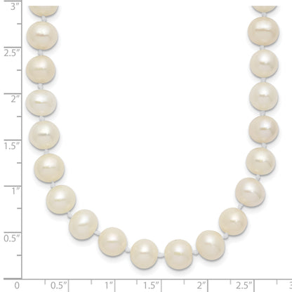 Sterling Silver Rhodium-plated 7-8mm White Near-Round Freshwater Cultured Pearl 24 inch Necklace