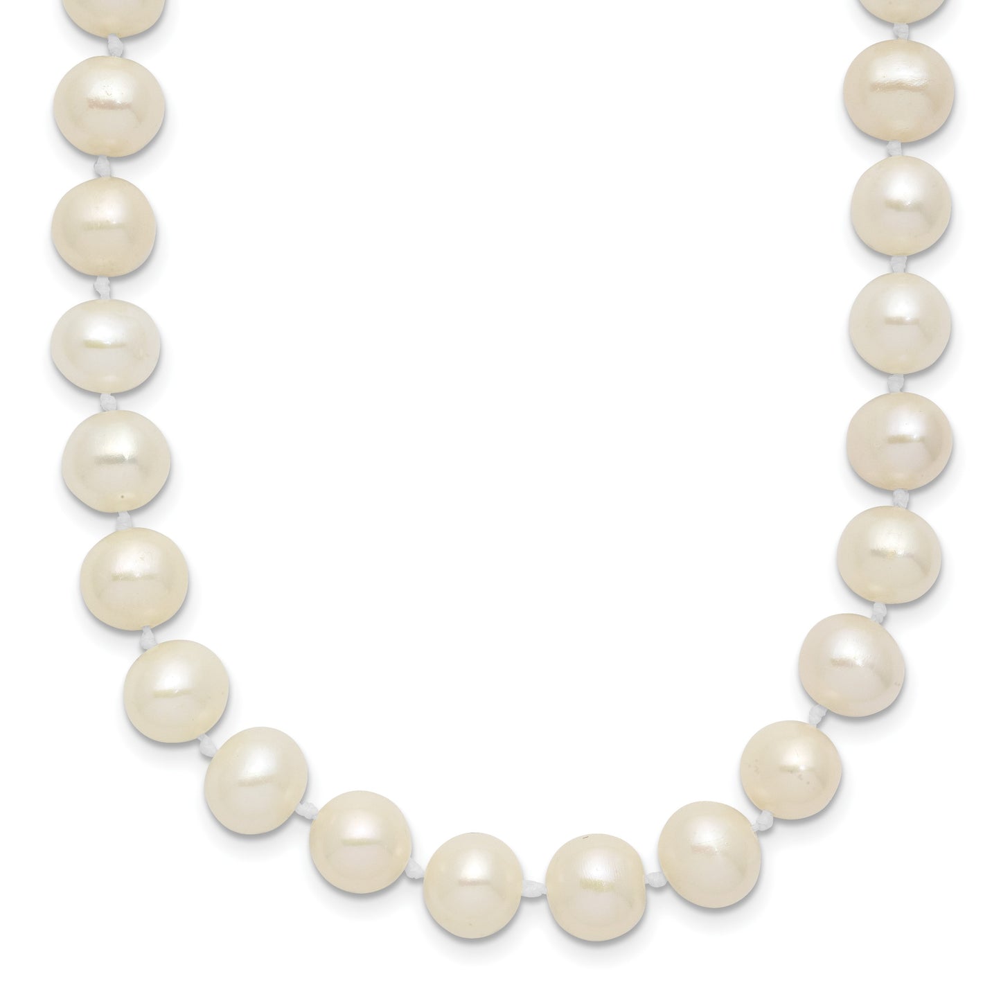 Sterling Silver Rhodium-plated 7-8mm White Near-Round Freshwater Cultured Pearl 28 inch Necklace