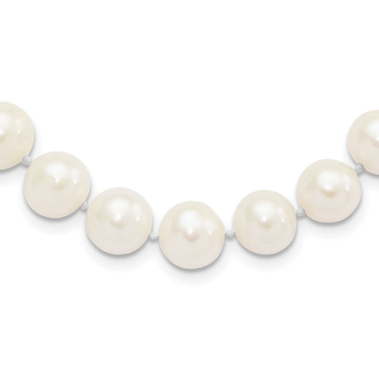 Sterling Silver Rhodium-plated 10-11mm White Near-Round Freshwater Cultured Pearl 20 inch Necklace