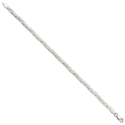 Sterling Silver Fancy Textured Reversible Braided Bracelet