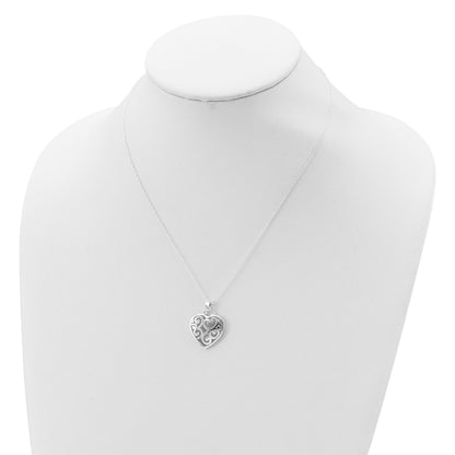 Sterling Silver Filigree Swirl Heart Necklace
