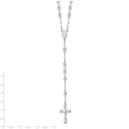 Sterling Silver Polished Rosary 26 inch Necklace