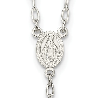 Sterling Silver Polished and Textured Bead Rosary 26 inch Necklace