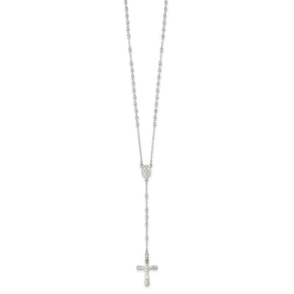 Sterling Silver Polished Crucifix Rosary 18 inch Necklace