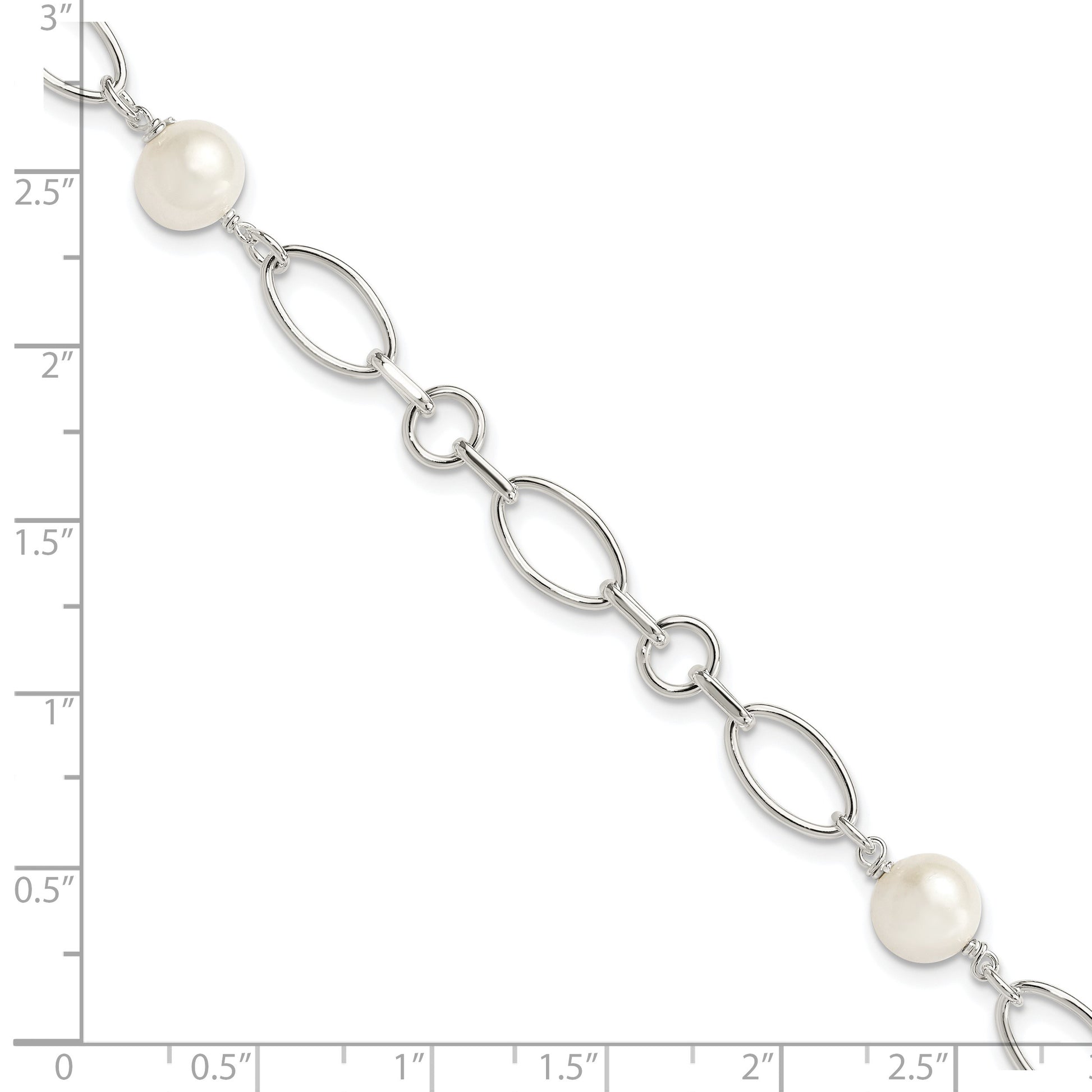 Sterling Silver Polished FW Cultured Pearl Bracelet
