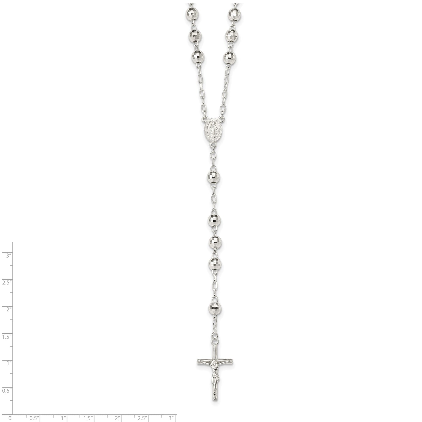 Sterling Silver Polished Rosary Necklace