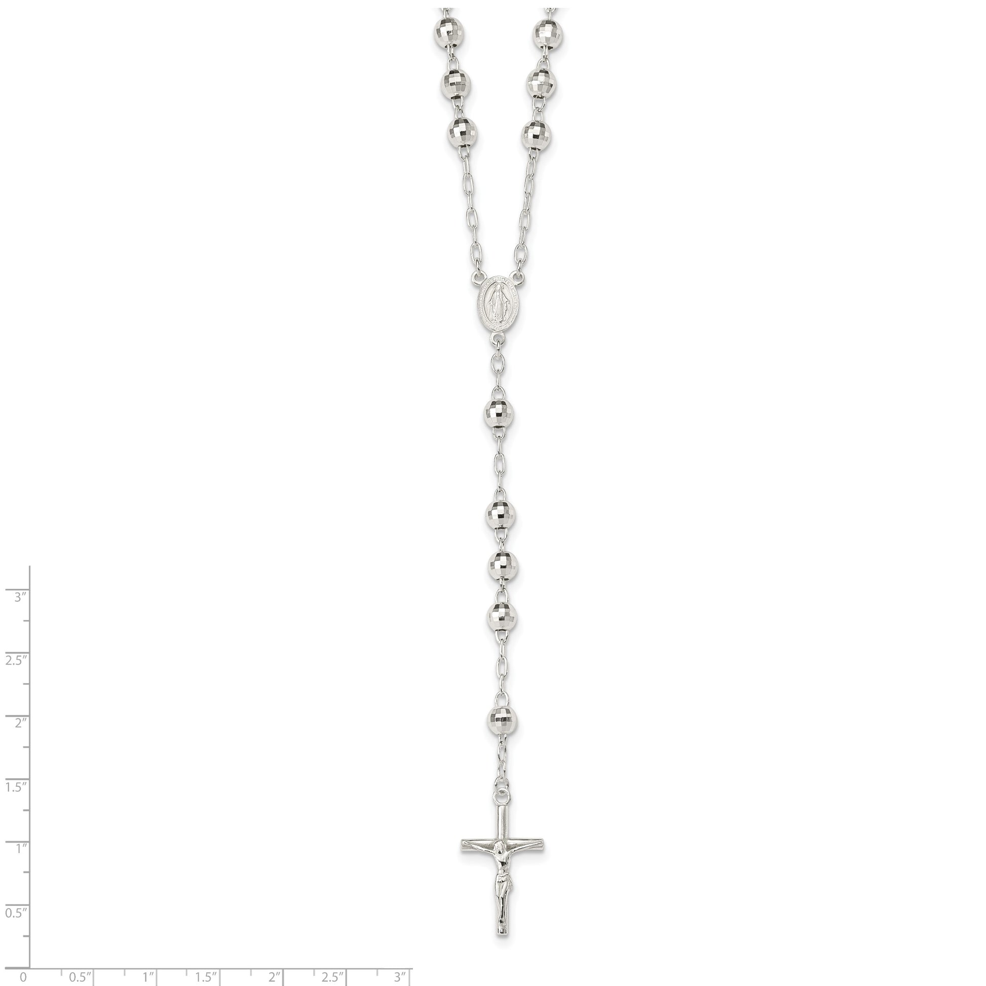 Sterling Silver Polished Rosary Necklace