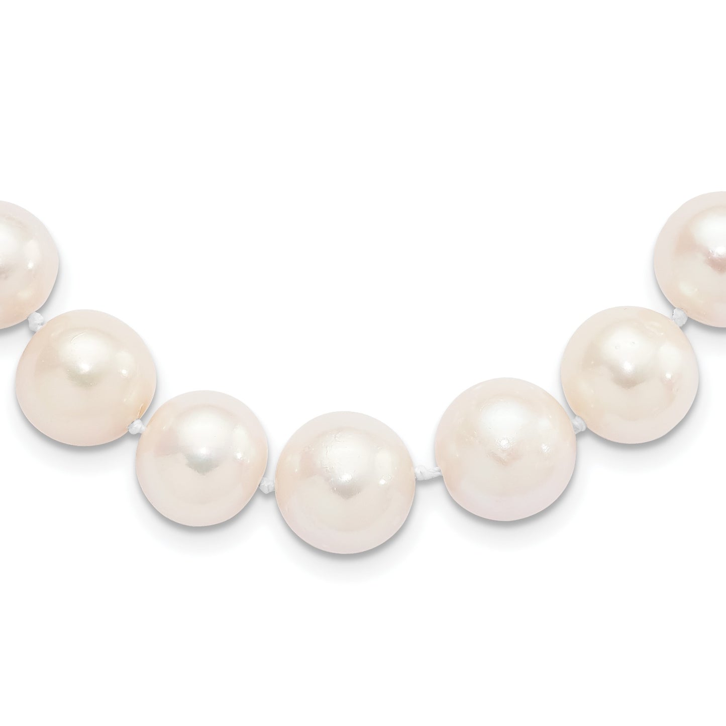 Sterling Silver Rhodium-plated 11-12mm White Near-Round Freshwater Cultured Pearl 20 inch Necklace