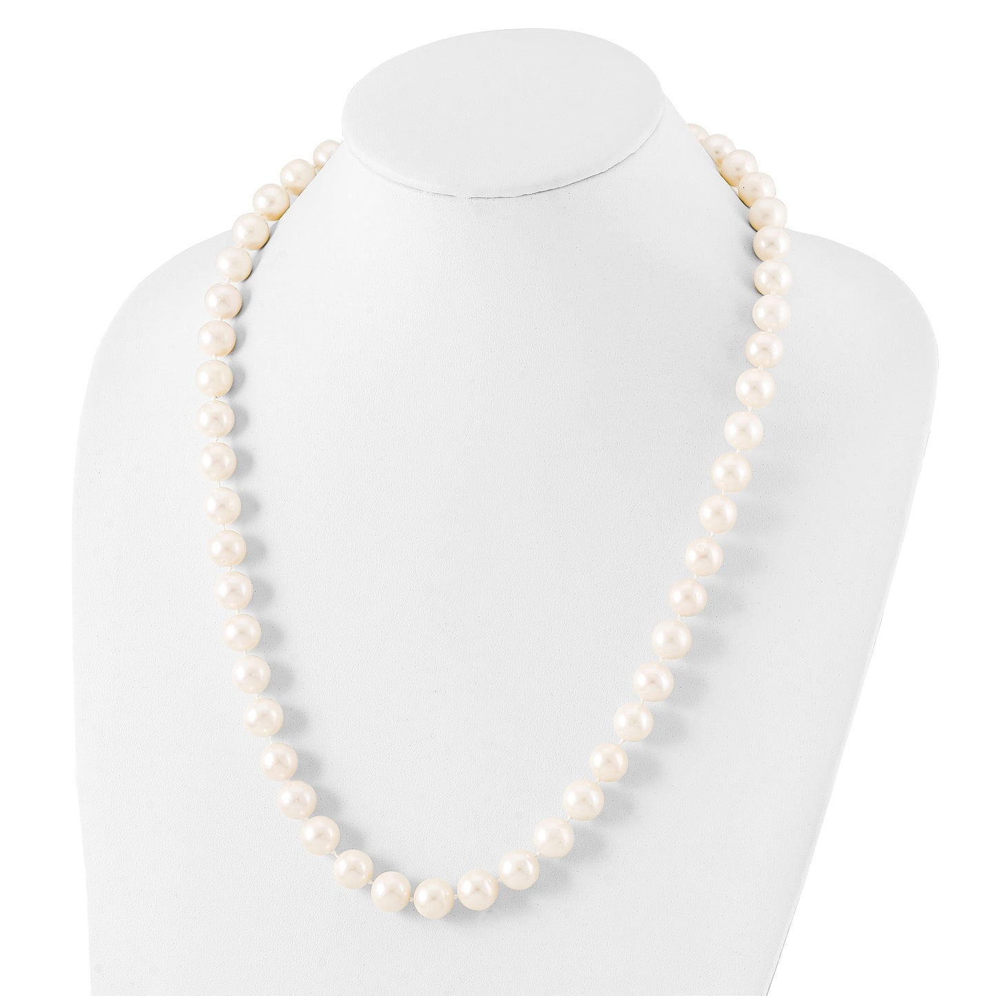 Sterling Silver Rhodium-plated 11-12mm White Near-Round Freshwater Cultured Pearl 24 inch Necklace