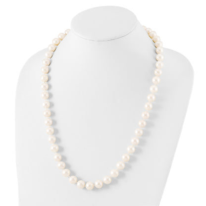 Sterling Silver Rhodium-plated 11-12mm White Near-Round Freshwater Cultured Pearl 24 inch Necklace