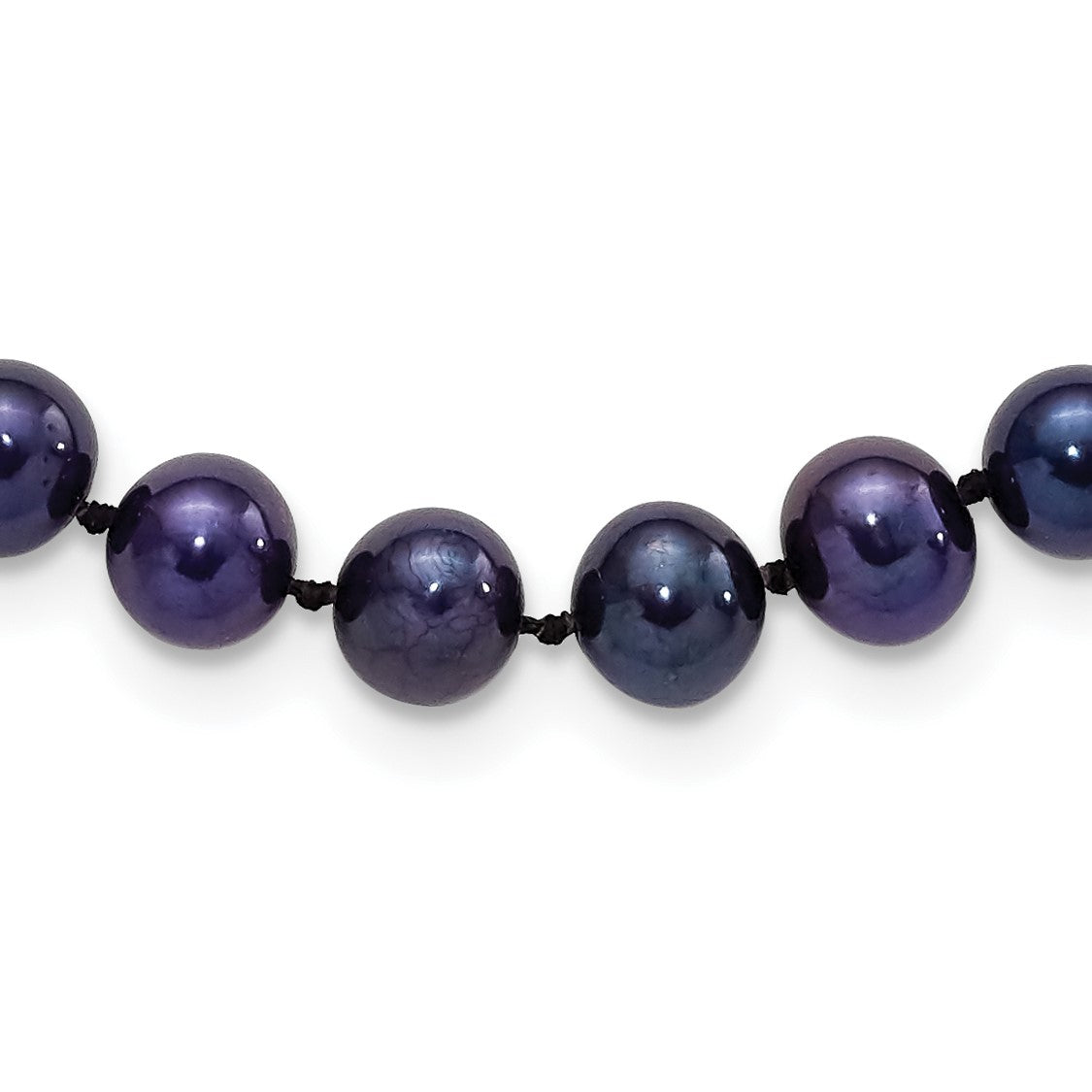 Sterling Silver Rhodium-plated 6-7mm Black Near-Round Freshwater Cultured Pearl 16 inch Necklace