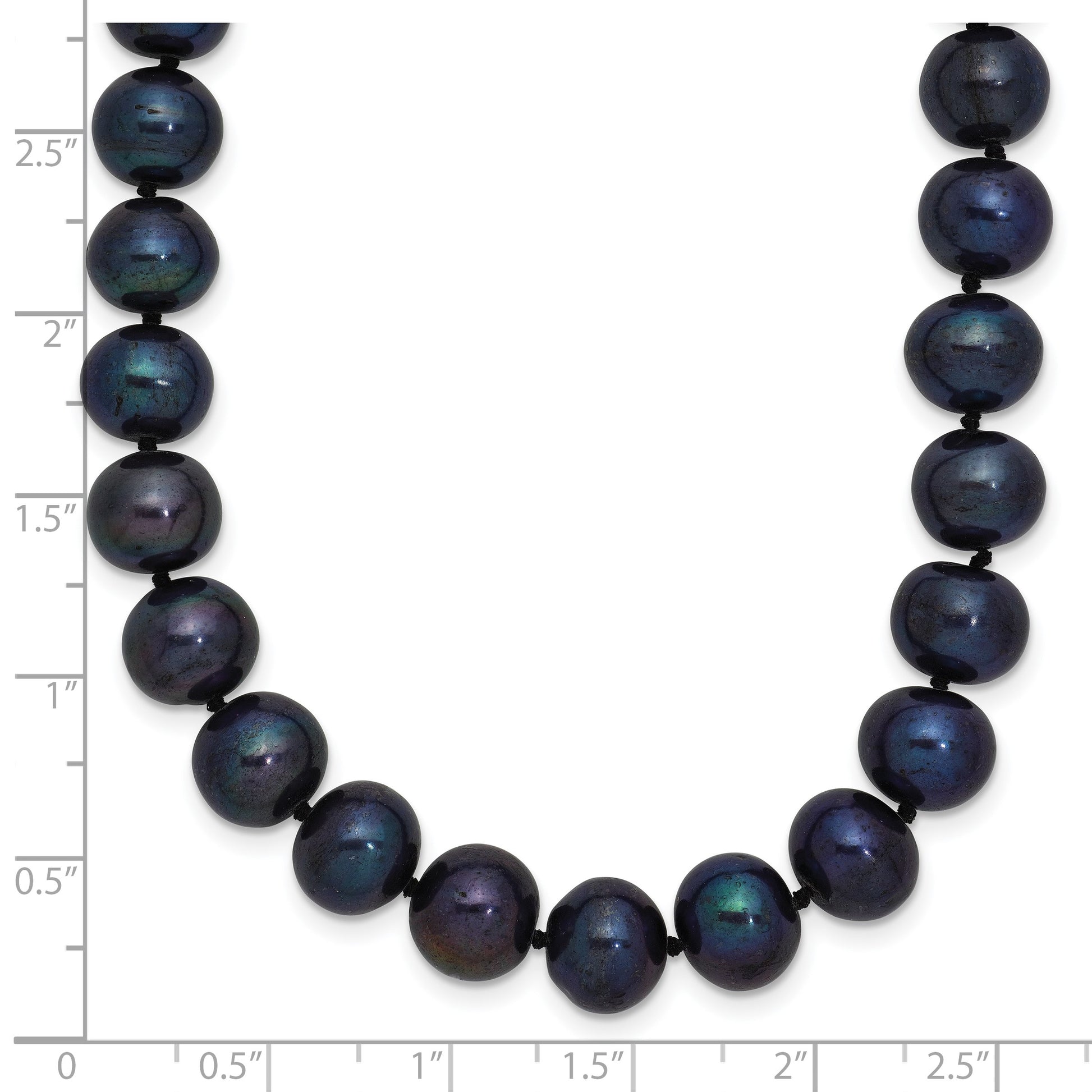Sterling Silver Rhodium-plated 8-9mm Black Near-Round Freshwater Cultured Pearl 24 inch Necklace