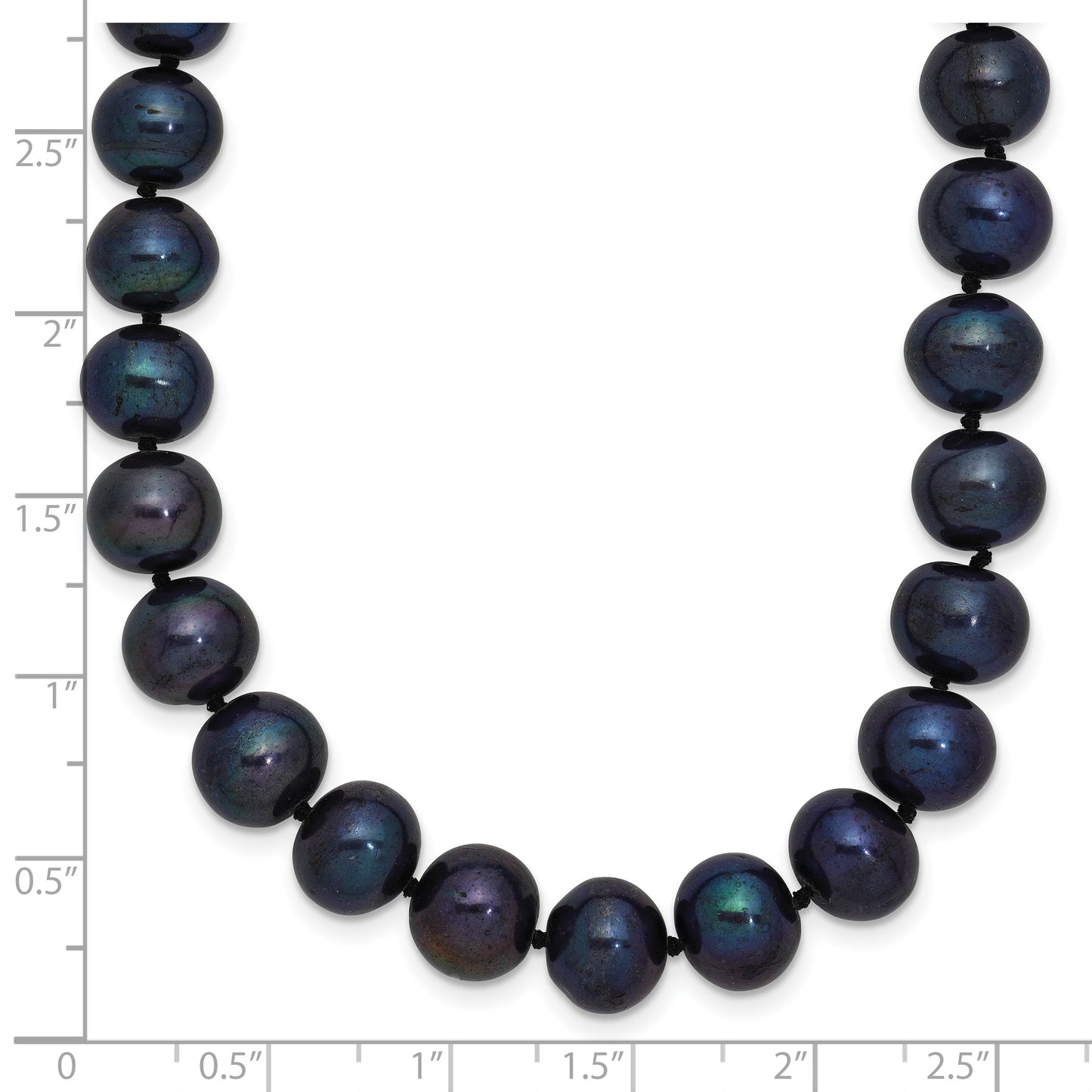 Sterling Silver Rhodium-plated 8-9mm Black Near-Round Freshwater Cultured Pearl 18 inch Necklace