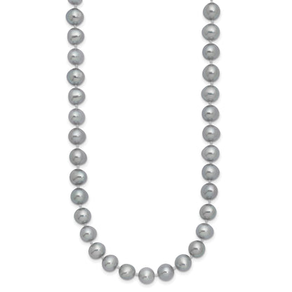 Sterling Silver Rhodium-plated 7-8mm Grey Near-Round Freshwater Cultured Pearl 18 inch Necklace