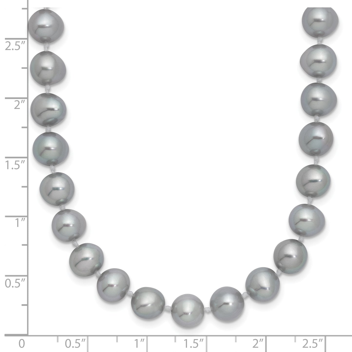 Sterling Silver Rhodium-plated 7-8mm Grey Near-Round Freshwater Cultured Pearl 18 inch Necklace