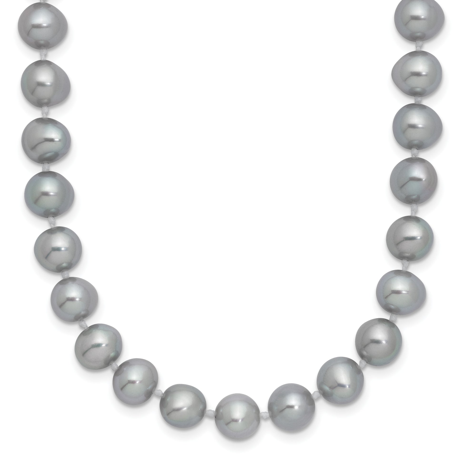 Sterling Silver Rhodium-plated 7-8mm Grey Near-Round Freshwater Cultured Pearl 18 inch Necklace