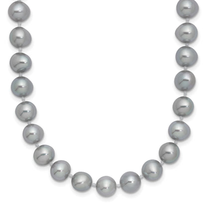 Sterling Silver Rhodium-plated 7-8mm Grey Near-Round Freshwater Cultured Pearl 18 inch Necklace