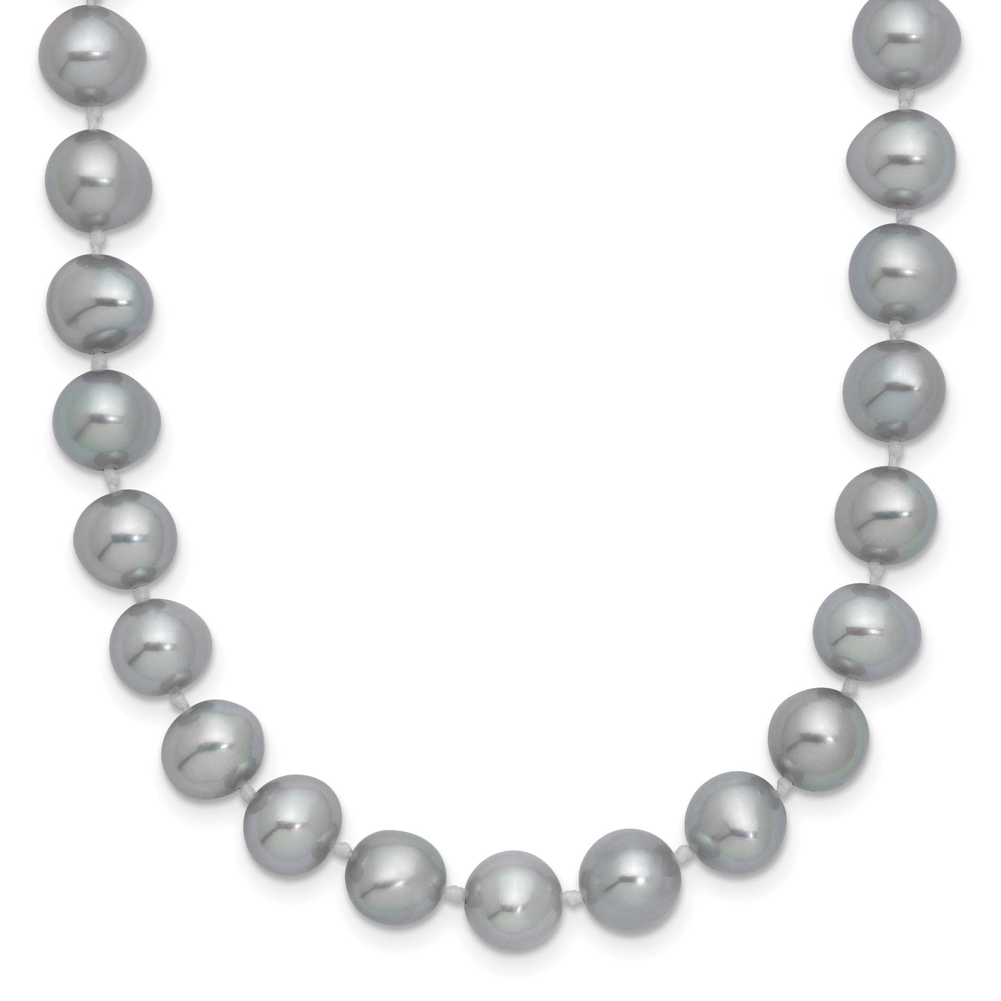 Sterling Silver Rhodium-plated 7-8mm Grey Near-Round Freshwater Cultured Pearl 20 inch Necklace