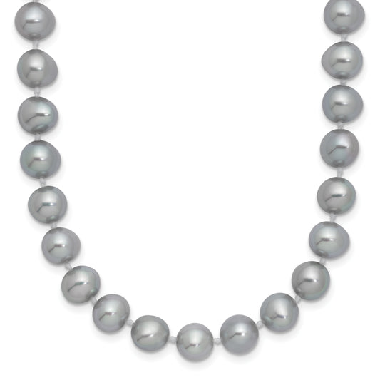 Sterling Silver Rhodium-plated 7-8mm Grey Near-Round Freshwater Cultured Pearl 20 inch Necklace