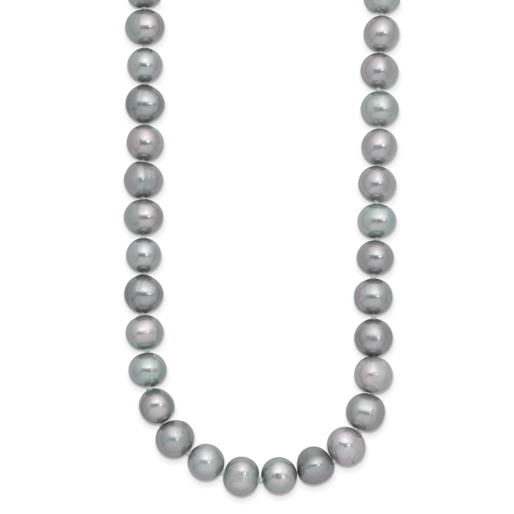Sterling Silver Rhodium-plated 8-9mm Grey Near-Round Freshwater Cultured Pearl 20 inch Necklace