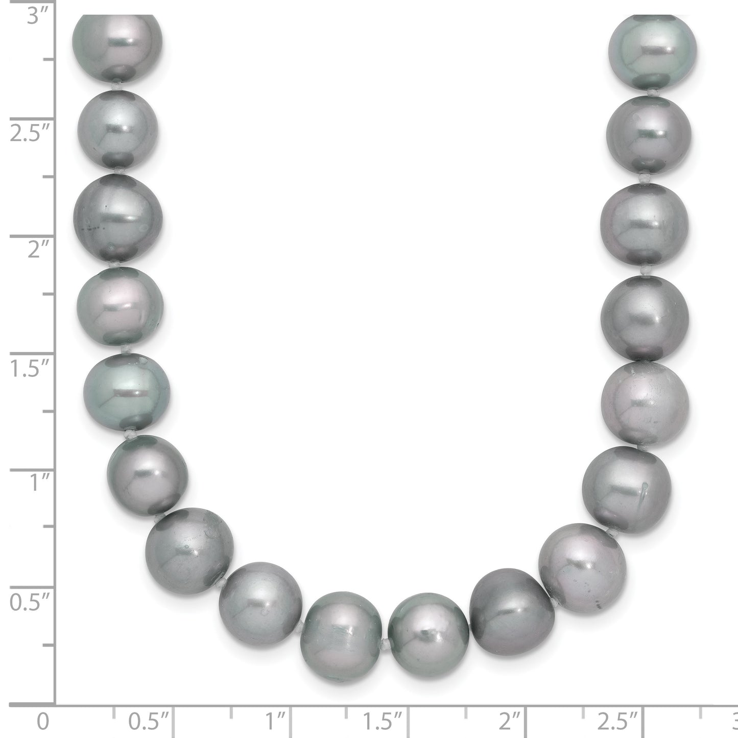 Sterling Silver Rhodium-plated 8-9mm Grey Near-Round Freshwater Cultured Pearl 20 inch Necklace