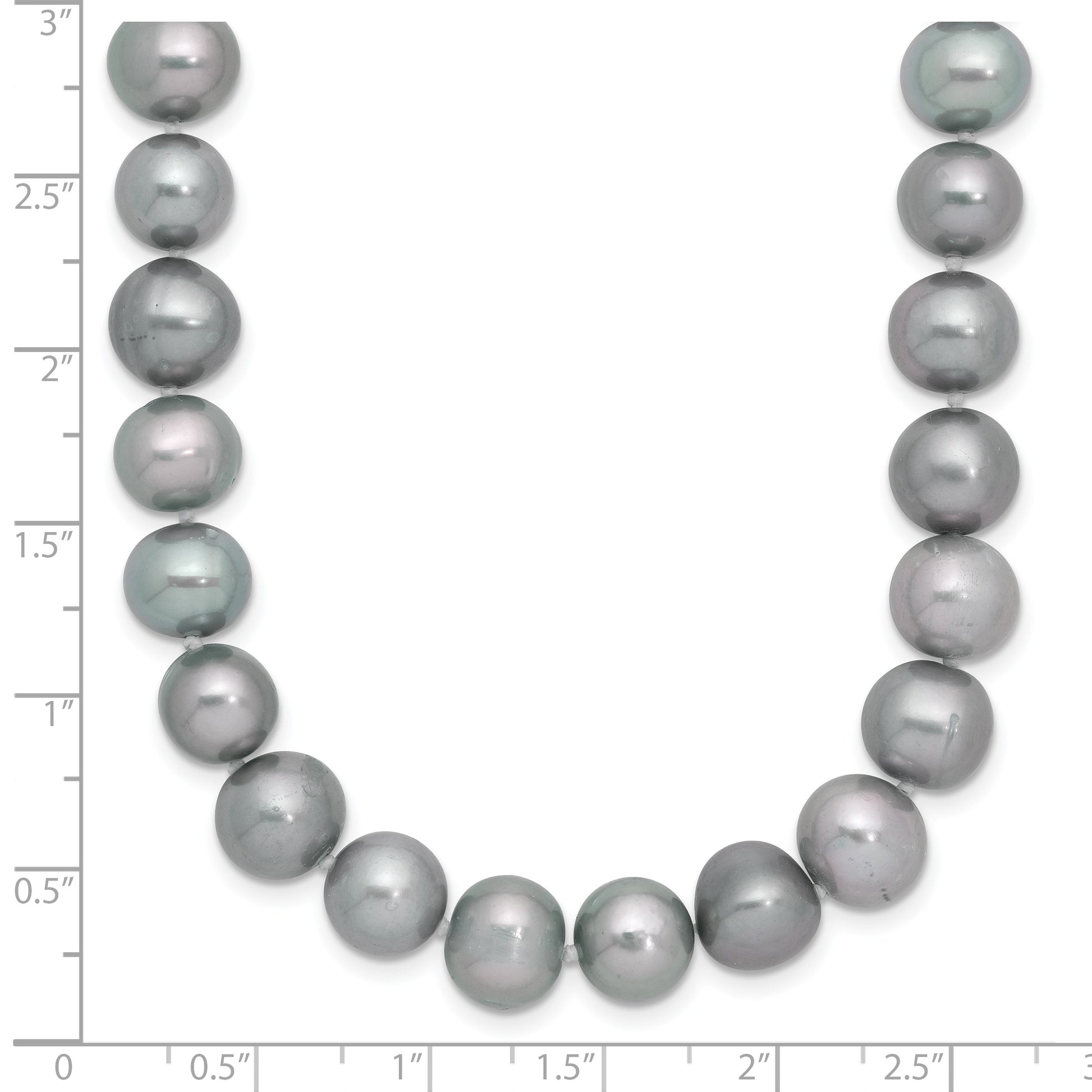 Sterling Silver Rhodium-plated 8-9mm Grey Near-Round Freshwater Cultured Pearl 20 inch Necklace