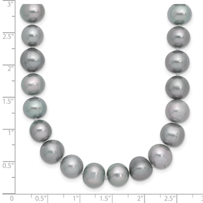 Sterling Silver Rhodium-plated 8-9mm Grey Near-Round Freshwater Cultured Pearl 20 inch Necklace