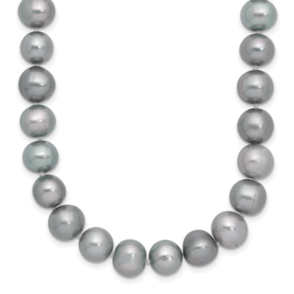 Sterling Silver Rhodium-plated 8-9mm Grey Near-Round Freshwater Cultured Pearl 20 inch Necklace