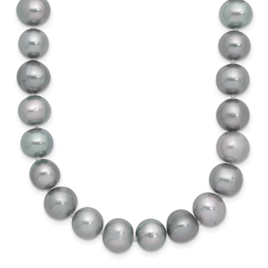 Sterling Silver Rhodium-plated 8-9mm Grey Near-Round Freshwater Cultured Pearl 20 inch Necklace