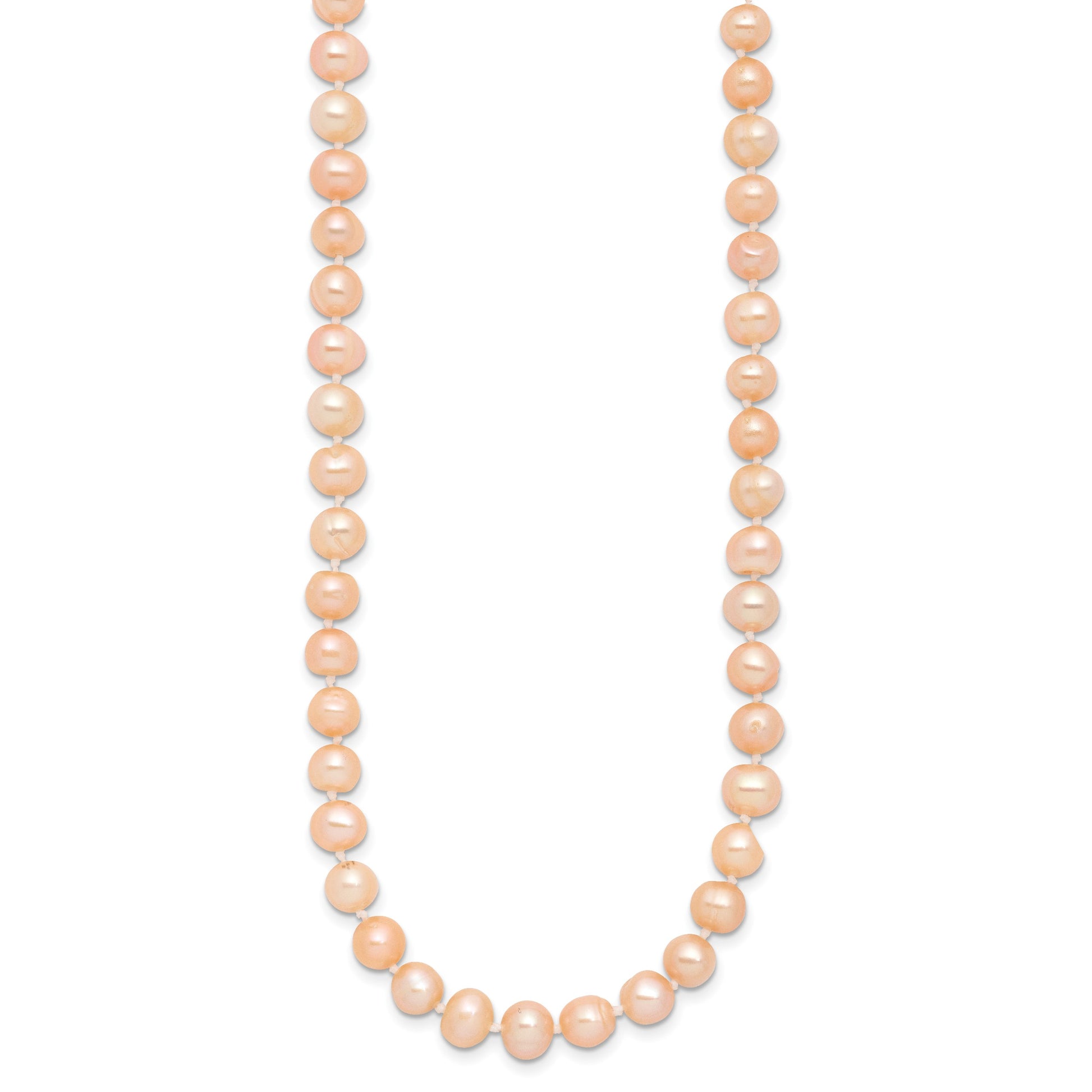 Sterling Silver Rhodium-plated 6-7mm Pink Near-Round Freshwater Cultured Pearl 16 inch Necklace