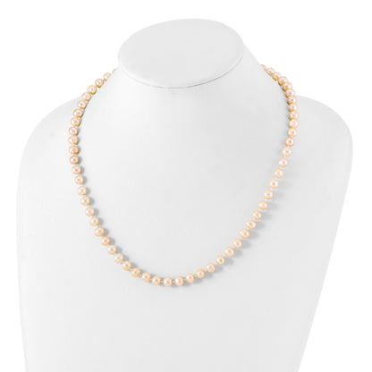 Sterling Silver Rhodium-plated 6-7mm Pink Near-Round Freshwater Cultured Pearl 20 inch Necklace