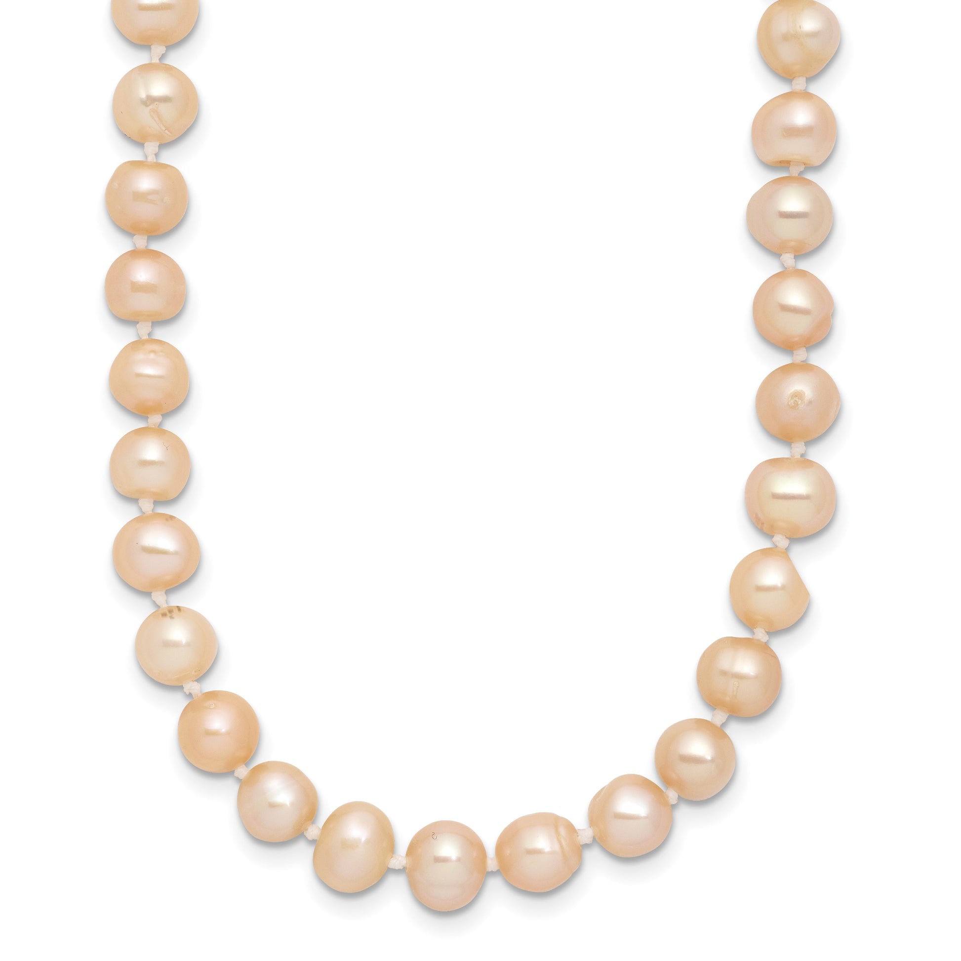 Sterling Silver Rhodium-plated 6-7mm Pink Near-Round Freshwater Cultured Pearl 16 inch Necklace