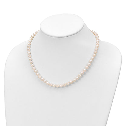 Sterling Silver Rhodium-plated 6-7mm White Semi-Round Freshwater Cultured Pearl 18 inch with 2 inch Extension Necklace, 7 inch Bracelet and Button Post Earrings Set