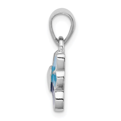 Sterling Silver Rhodium-plated Polished & Enameled Butterfly Children's Earring Ring & Pendant Set