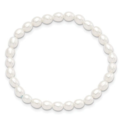 4-5mm White Rice Freshwater Cultured Pearl Small Stretch Bracelet