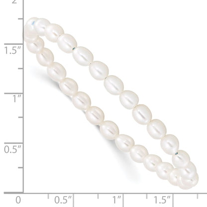 4-5mm White Rice Freshwater Cultured Pearl Small Stretch Bracelet
