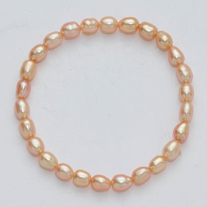 4-5mm Pink Rice Freshwater Cultured Pearl Small Stretch Bracelet