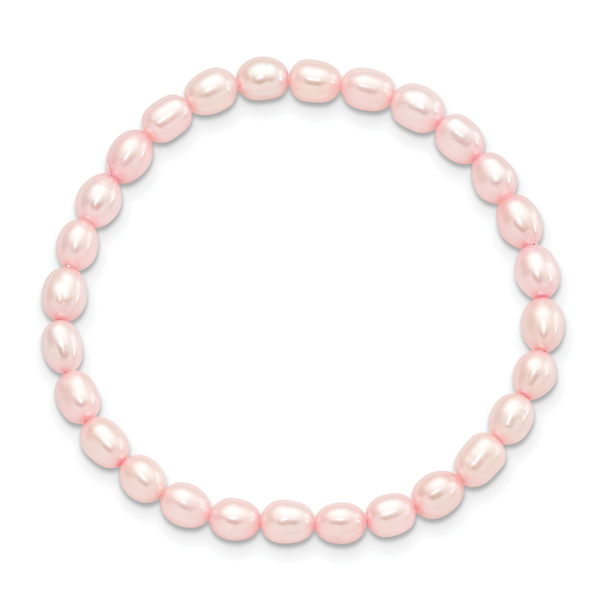 Children's 4-5mm Pink Rice Freshwater Cultured Pearl Stretch Bracelet