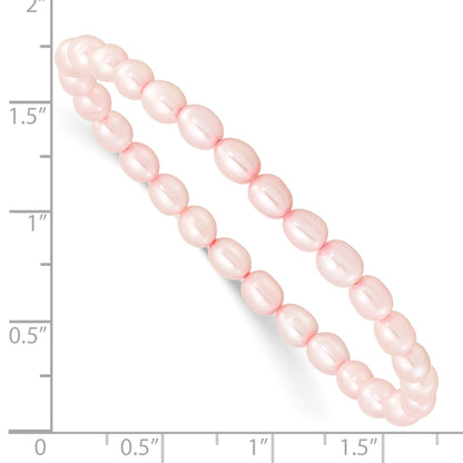 4-5mm Pink Rice Freshwater Cultured Pearl Small Stretch Bracelet