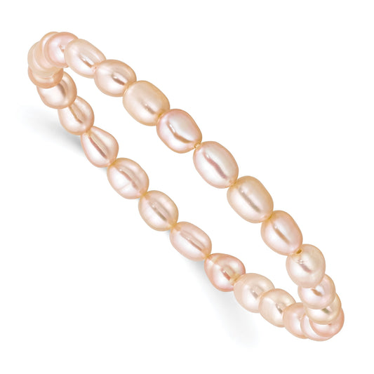 4-5mm Pink Rice Freshwater Cultured Pearl Small Stretch Bracelet
