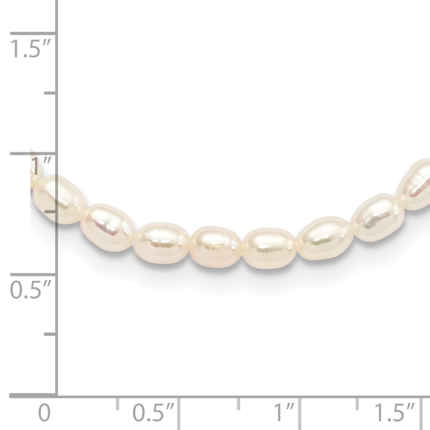 Sterling Silver Rhodium-plate 4-5mm White Rice Freshwater Cultured Pearl Children's 13 inch Necklace