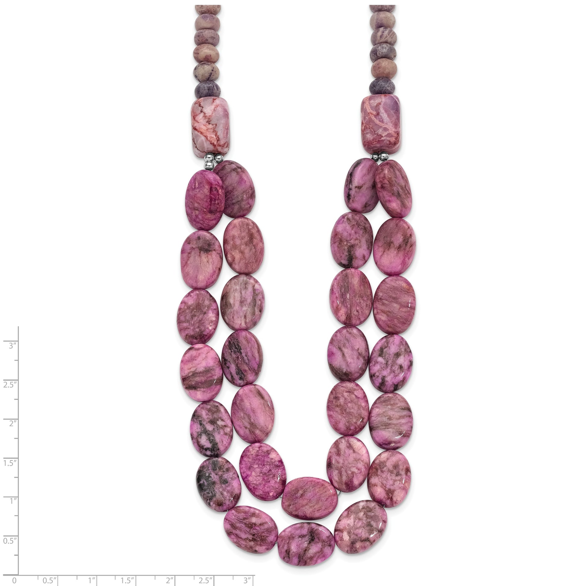 Sterling Silver Charoite, Jade, Pink and Purple Jasper w/2in ext Necklace